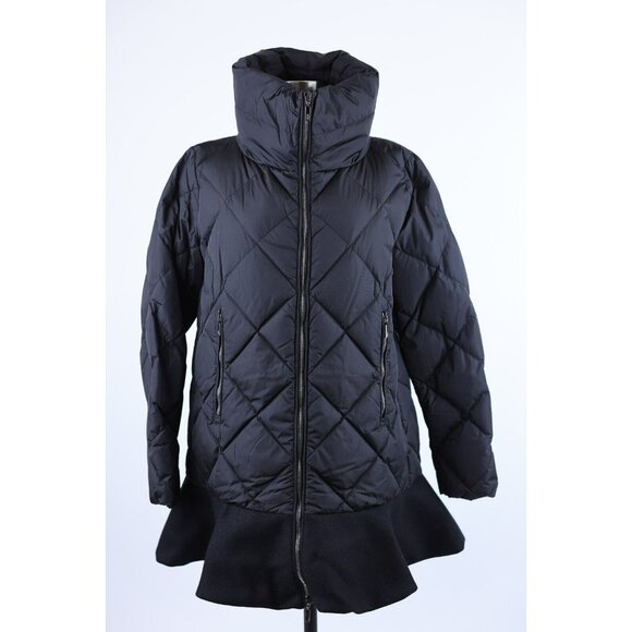 Moncler 2015 Vouglans Flounce Hem Puffer Down Coat SZ 3/L Black